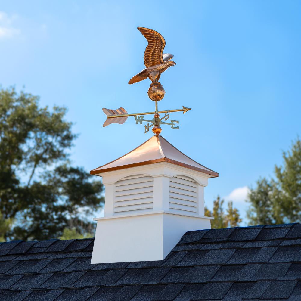 Good Directions Coventry Cupola with Copper Eagle Weathervane, 30-in x 40-in White Vinyl Cupola with 24-Gauge Copper Roof