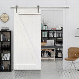Z Series 30 in. x 84 in. White Knotty Pine Wood Interior Sliding Barn Door with Hardware Kit - Super Arbor