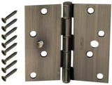 4 in. Antique Brass Square Corner Security Door Hinges Value Pack (3-Pack)