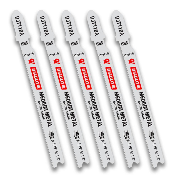 3 in. x 24 TPI HSS Medium Metal Jigsaw Blade (5-Pack) - Super Arbor