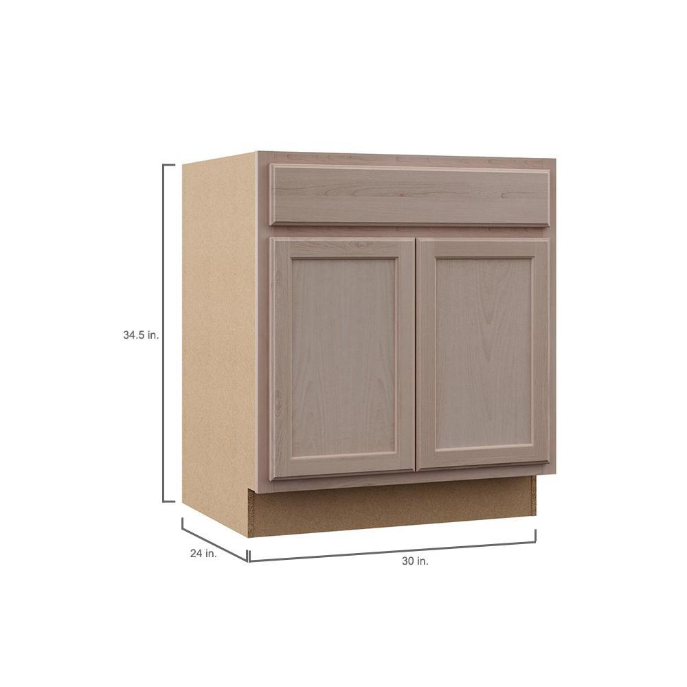 Hampton Assembled 30x34.5x24 in. Sink Base Cabinet in Unfinished Beech - Super Arbor