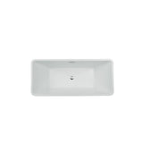 67 in. Acrylic Center Drain Rectangle Flat Bottom Freestanding Bathtub in White - Super Arbor