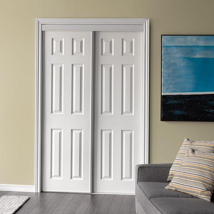 RELIABILT 60-in x 80-in White 6-panel Prefinished Steel Sliding Door Hardware Included