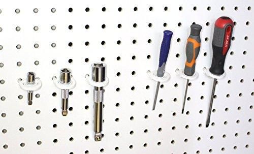 74 pc PEG BOARD KIT 25 J & L Hooks plus 20 Tool holders 4 Peg Board Bins Yellow Red