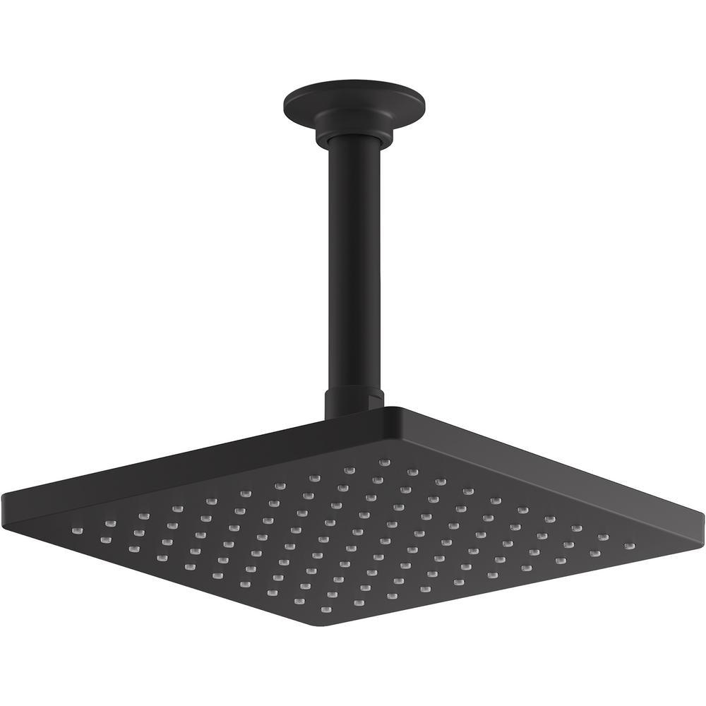 Honesty 1-Spray 8 in. Rainhead Ceiling Mount Fixed Shower Head in Matte Black - Super Arbor