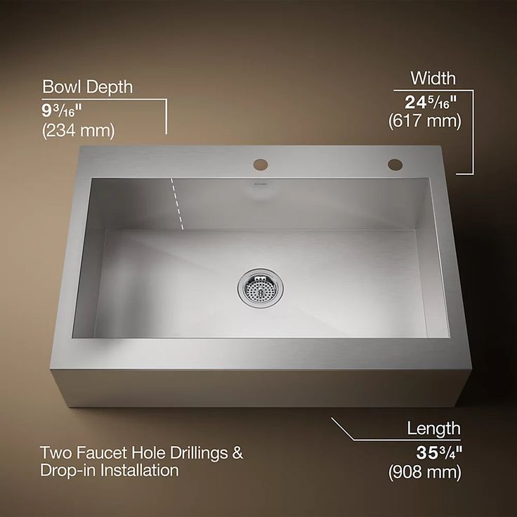 KOHLER Vault 35.75-in x 24.3125-in Single Bowl Tall (8-in or Larger) Drop-In Apron Front/Farmhouse 2-Hole Commercial/Residential Kitchen Sink