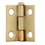1 in. Satin Brass Narrow Utility Non-Removable Pin Hinges (2-Pack)