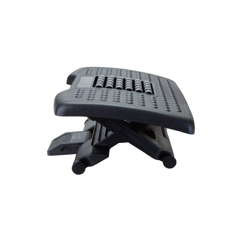 Black Adjustable Height Ergonomic Foot Rest with Massage Rollers - Super Arbor