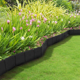 Pure Garden 0.75 in. x 10 in. x 9 in. Black Plastic Garden Edging Stone-Look Border (10-Piece)