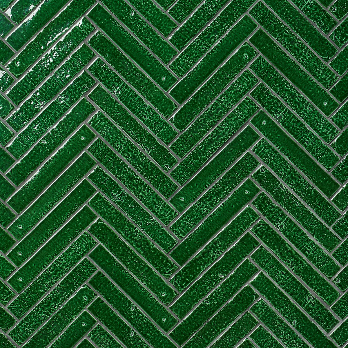 Wabi Sabi Emerald Green 1.5x9 Crackled Glossy Ceramic Tile by Lux Tile