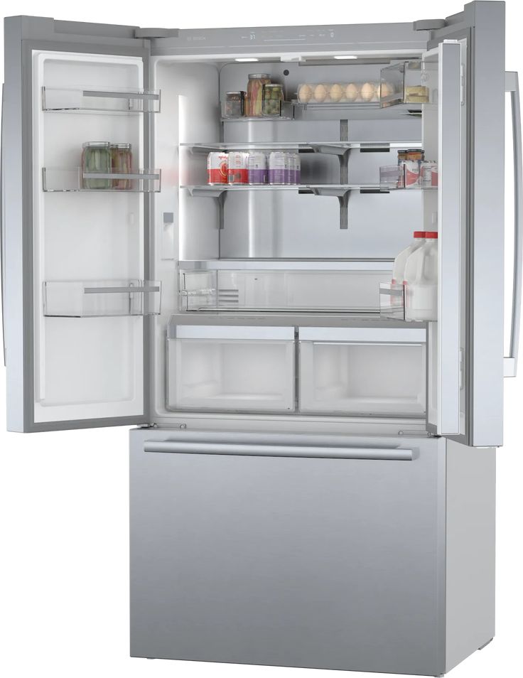 Bosch 800 Series 36 in. 21 cu. ft. French 3 Door Refrigerator in Stainless Steel with Dual Compressor, Counter-Depth