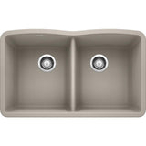 DIAMOND Undermount Granite Composite 32.06 in. 50/50 Double Bowl Kitchen Sink in White - Super Arbor