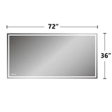 72 in. x 36 in. LED Lighted Single Frameless Bathroom Mirror