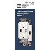 3.6 Amp Dual USB Charger and 15 Amp Receptacle, White (6-Pack) - Super Arbor