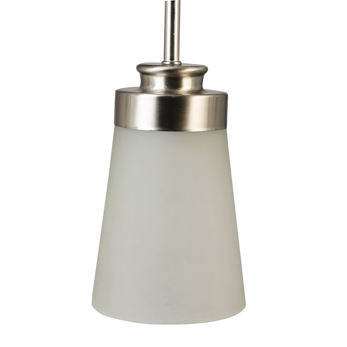 Project Source Aldridge Brushed Nickel Frosted Glass Bell Mini Pendant Light, 4.37-in, Adjustable Rods