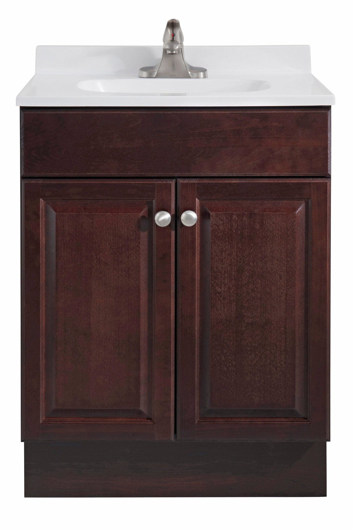 Project Source 24.5-in Java Single Sink Bathroom Vanity with White Cultured Marble Top