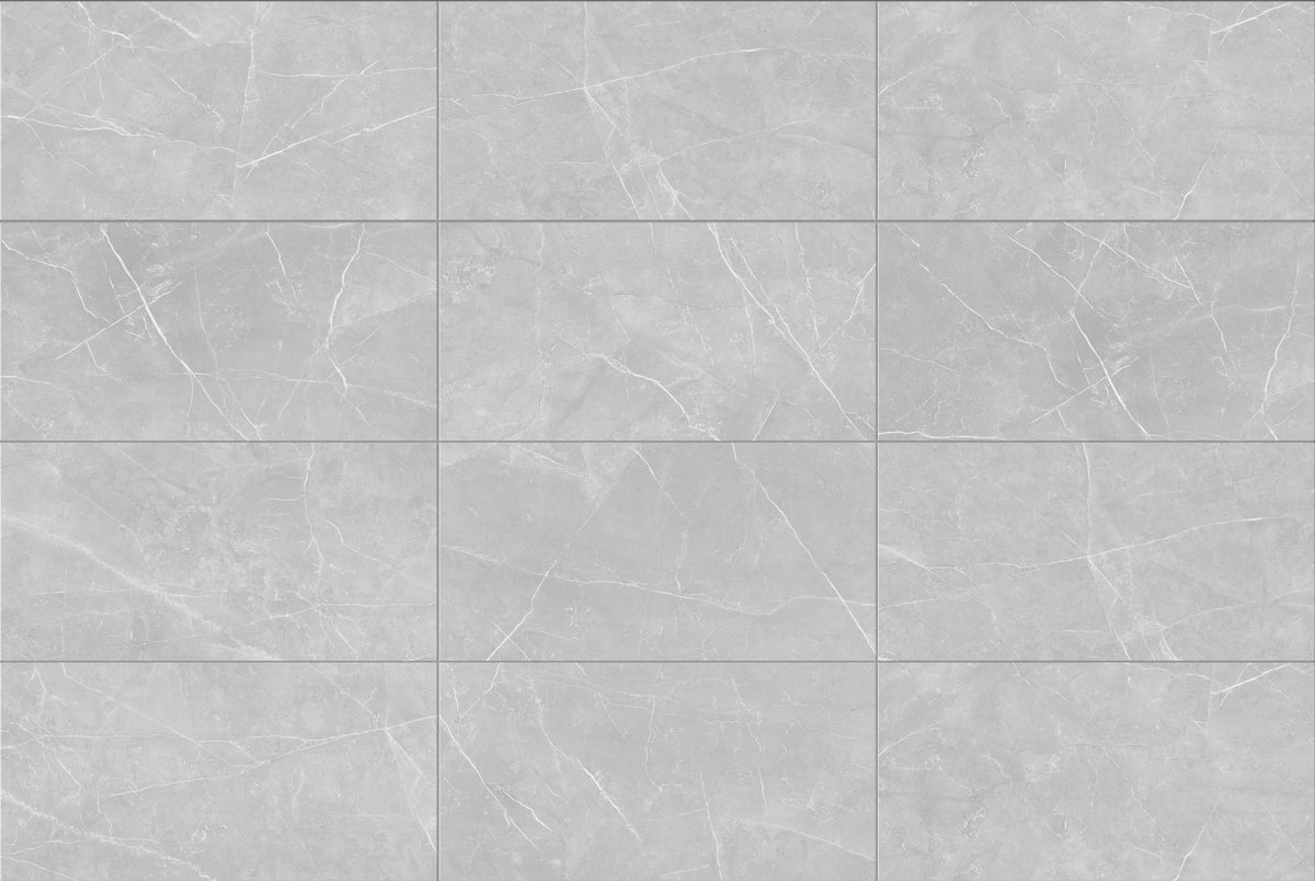 Satori Palisade Grigio 12-in x 24-in Polished Porcelain Marble Look Floor and Wall Tile (1.94-sq. ft/ Piece)