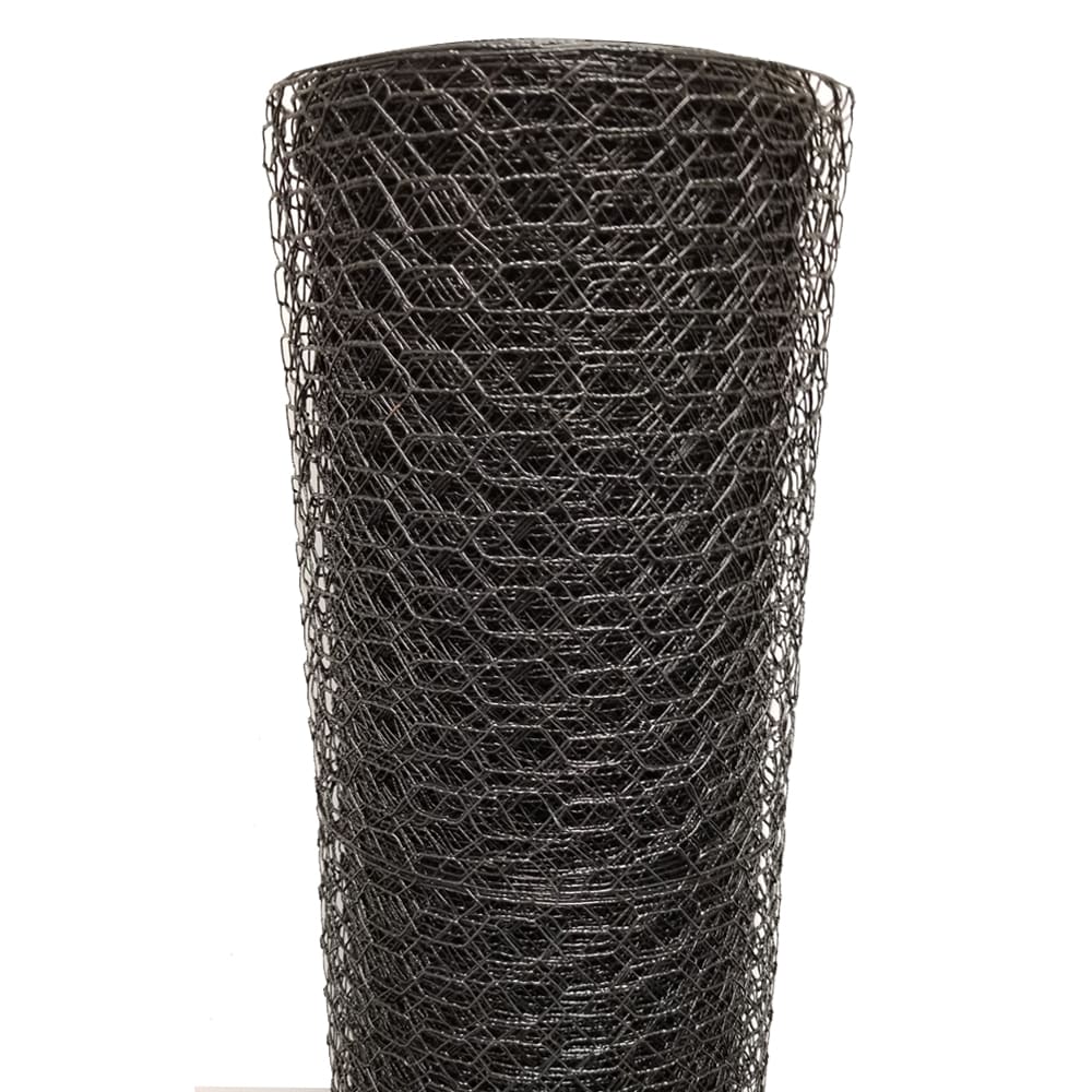 Acorn International 150-ft x 20-Gauge Black Galvanized Steel Chicken Wire Rolled Fencing with Mesh Size 1-in