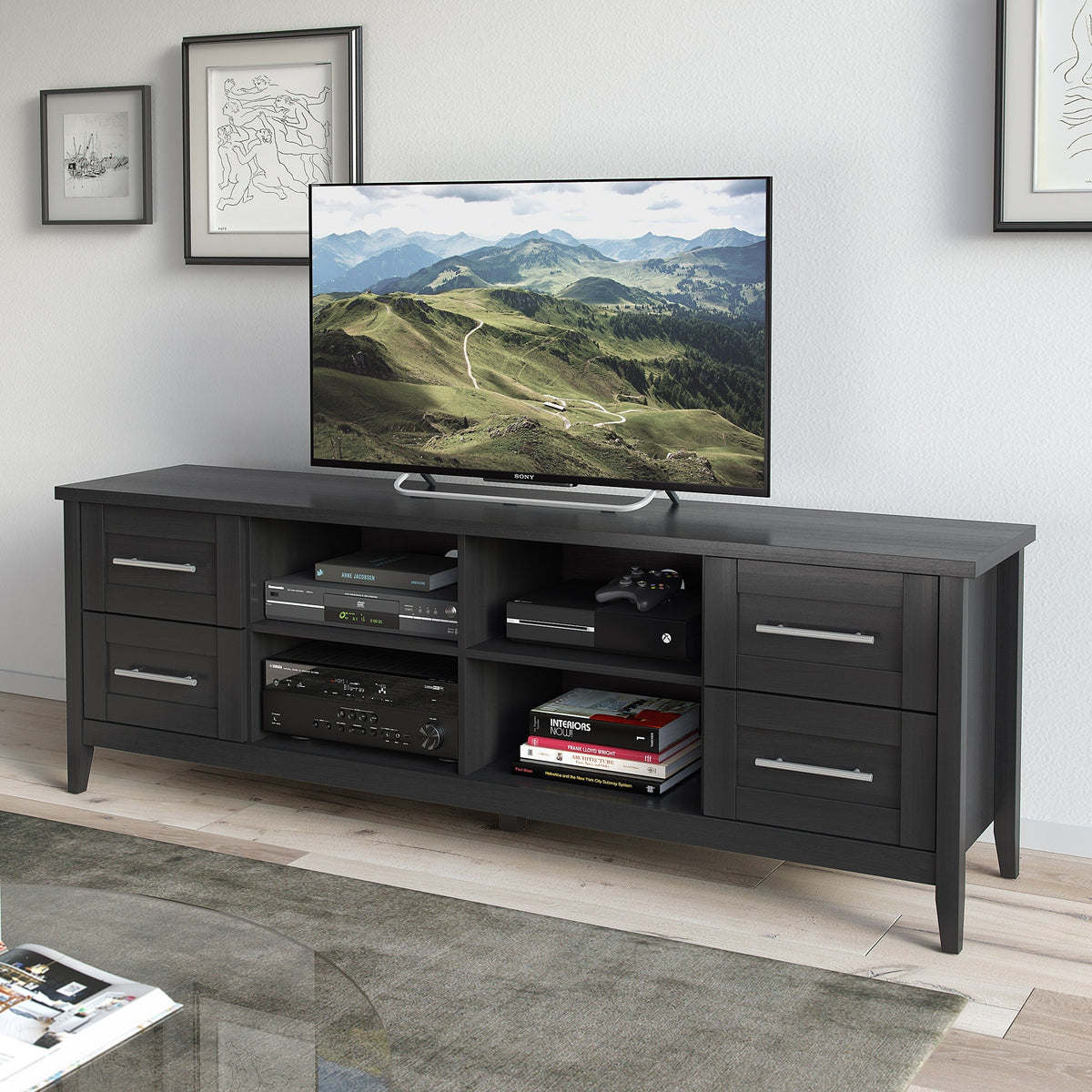 CorLiving Jackson Transitional Black Tv Cabinet (Accommodates TVs up to 80-in)