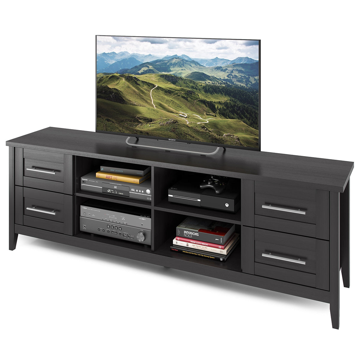 CorLiving Jackson Transitional Black Tv Cabinet (Accommodates TVs up to 80-in)