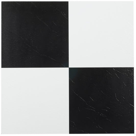 ACHIM Tivoli Black and White 12 in. x 12 in. Peel-and-Stick Checkered Vinyl Tile, 45 sq. ft./Case