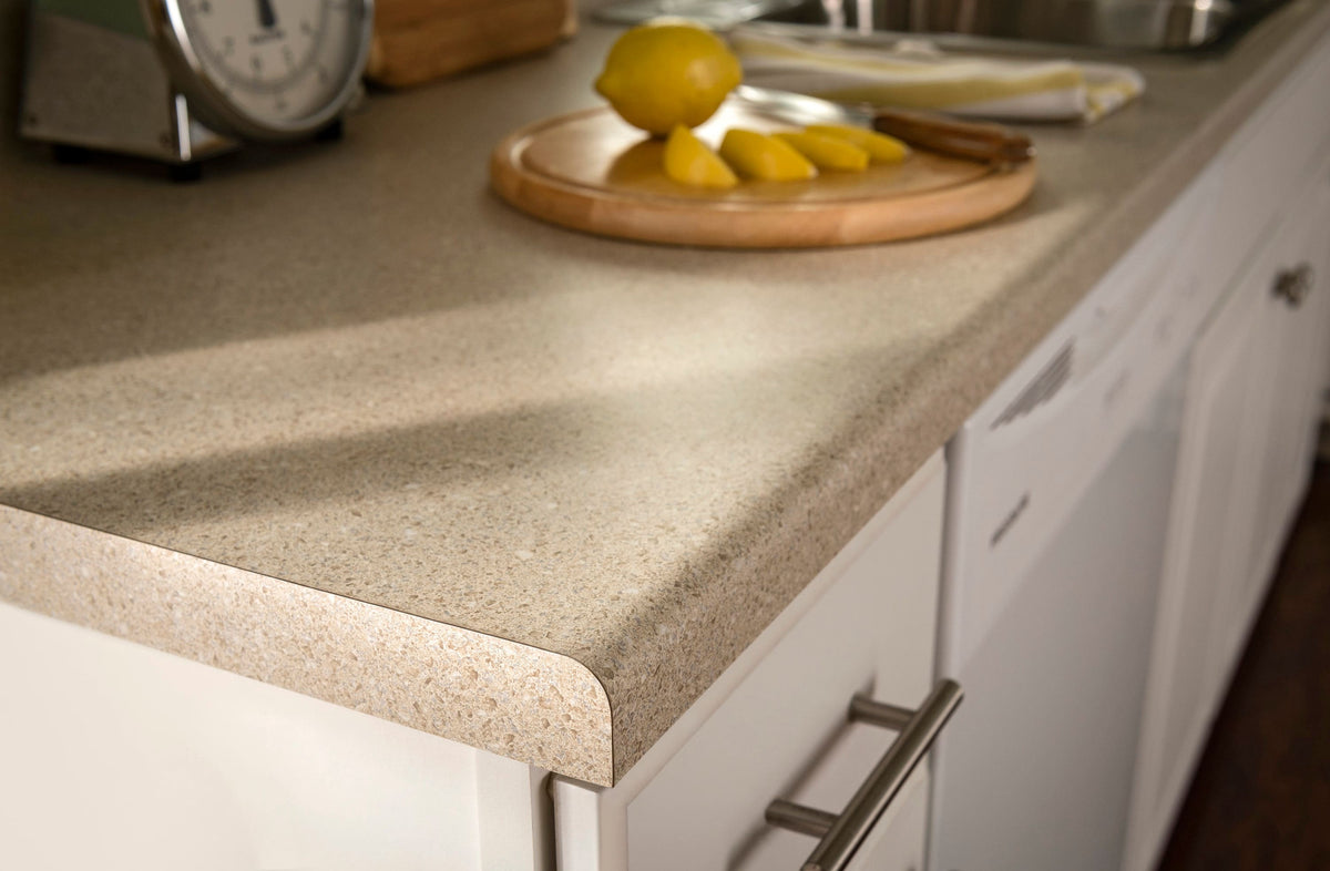 VT Dimensions Wilsonart 10-ft 4588-60 Kalahari Topaz Matte Miter-Cut Laminate Kitchen Countertop with Integrated Backsplash