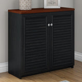 Bush Furniture Fairview 31.73-in W x 30.71-in H Wood Composite Antique Black/Hansen Cherry Freestanding Utility Storage Cabinet