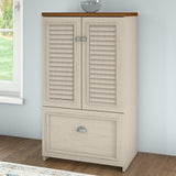 Bush Furniture Fairview 23.74-in W x 41.69-in H Wood Composite Antique White/Tea Maple Freestanding Utility Storage Cabinet