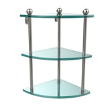 8 in. L  x 15 in. H  x 8 in. W 3-Tier Corner Clear Glass Bathroom Shelf in Satin Nickel - Super Arbor
