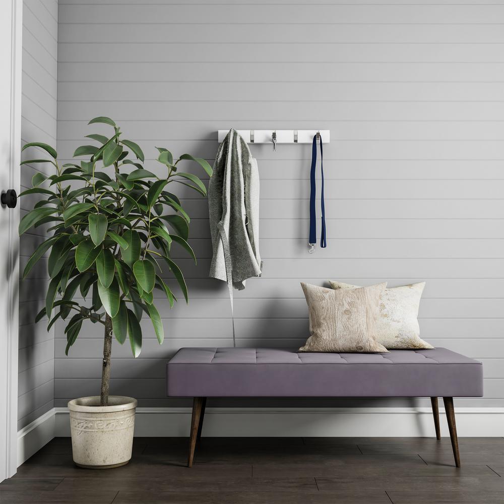 White 5-Hook Retractable Wall Mount Rack - Super Arbor