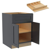 Home Decorators Collection Newport 24 in. W x 24 in. D x 34.5 in. H Assembled Plywood Base Kitchen Cabinet in Deep Onyx with Cutlery Soft Close