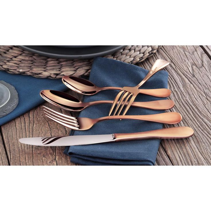 Rain 18/10 Stainless Steel Flatware 20-Piece Set, Antique Copper Finished, Service for 4