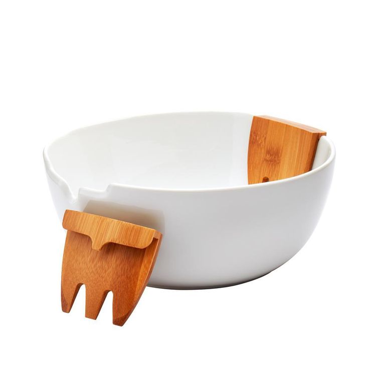 3PC White Porcelain Salad Set