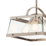 Kichler Darton 3-Light Classic Pewter Transitional Clear Glass Square Medium Hanging Pendant Light