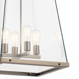 Kichler Darton 4-Light Classic Pewter Transitional Clear Glass Lantern Large Hanging Pendant Light