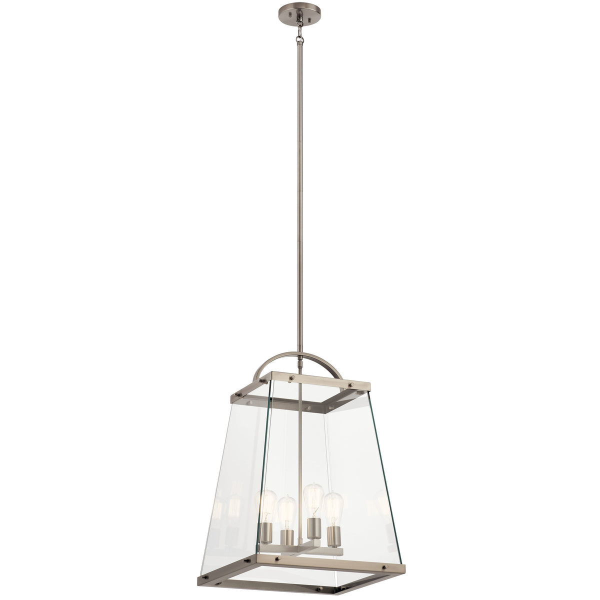 Kichler Darton 4-Light Classic Pewter Transitional Clear Glass Lantern Large Hanging Pendant Light
