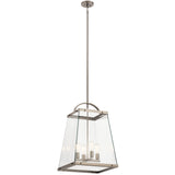 Kichler Darton 4-Light Classic Pewter Transitional Clear Glass Lantern Large Hanging Pendant Light