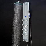 AKDY 52-in Grey Stripe Pattern Tempered Glass 8-Spray Shower Panel System with Valve