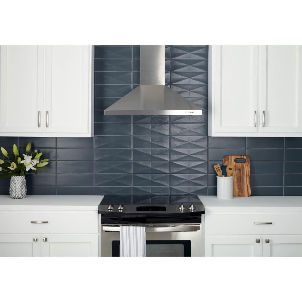 VitaScape Midnight Satin 4-in x 12-in Satin Ceramic Subway Wall Tile (0.38-sq. ft per Piece) by American Olean