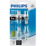 Philips 7-Watt C7 Incandescent Night-Light Replacement Light Bulb, Clear, E12 Candelabra Base (4-Pack)
