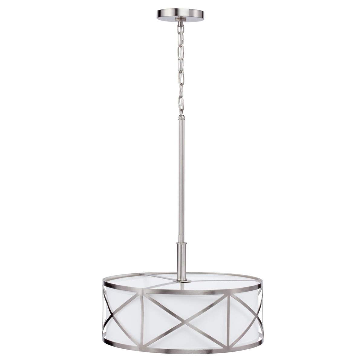 Kichler Edenbrook Brushed Nickel Modern/Contemporary Etched Glass Drum Pendant Light, 17-in