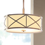 Kichler Edenbrook Brushed Nickel Modern/Contemporary Etched Glass Drum Pendant Light, 17-in