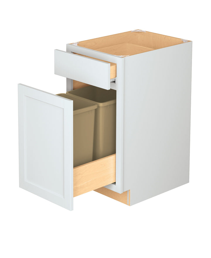 Diamond NOW Arcadia 18-in W x 35-in H x 23.75-in D White 1-Drawer Pull-out Wastebasket Base Fully Assembled Cabinet (Recessed Panel Shaker Style)