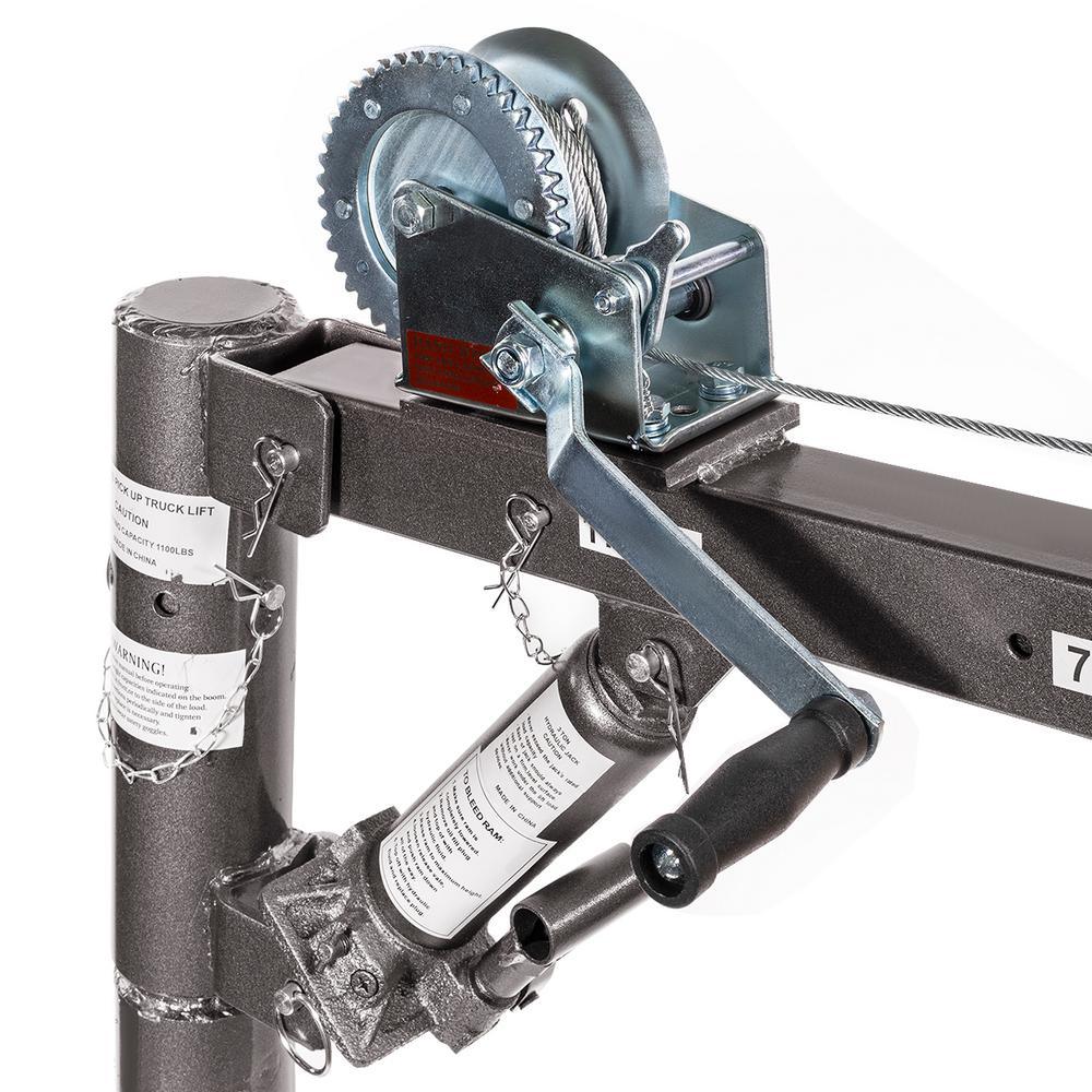 Stark 1100 lbs. Capacity Pickup Truck Crane Hydraulic Lift Hoist with Hand Winch - Super Arbor
