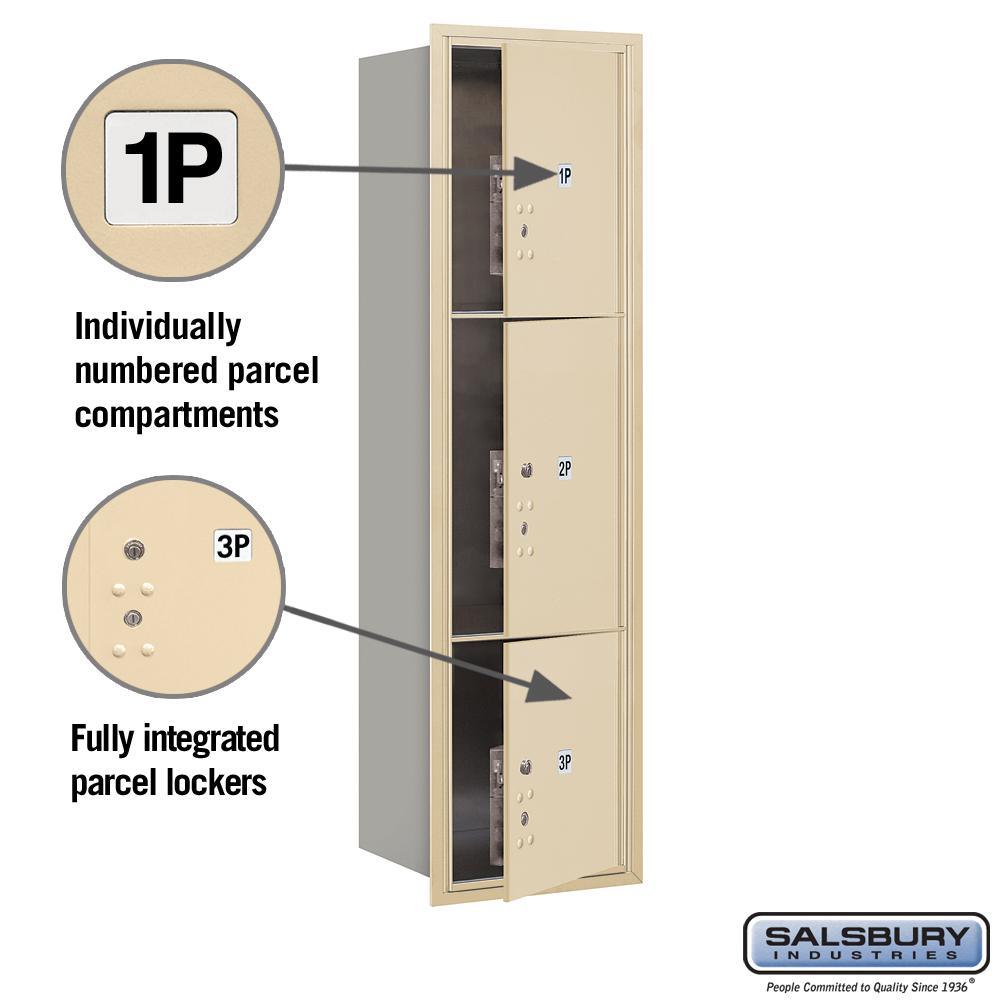 3700 Horizontal Series 3-Parcel Locker Recessed Mount Mailbox - Super Arbor