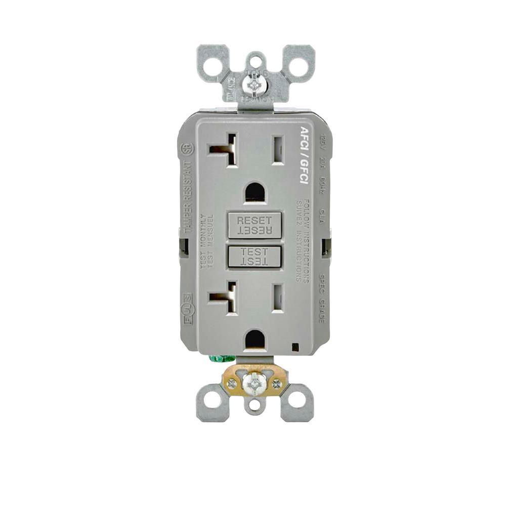 20 Amp 125-Volt Duplex Self-Test SmartlockPro Tamper Resistant AFCI/GFCI Dual Function Outlet, White - Super Arbor