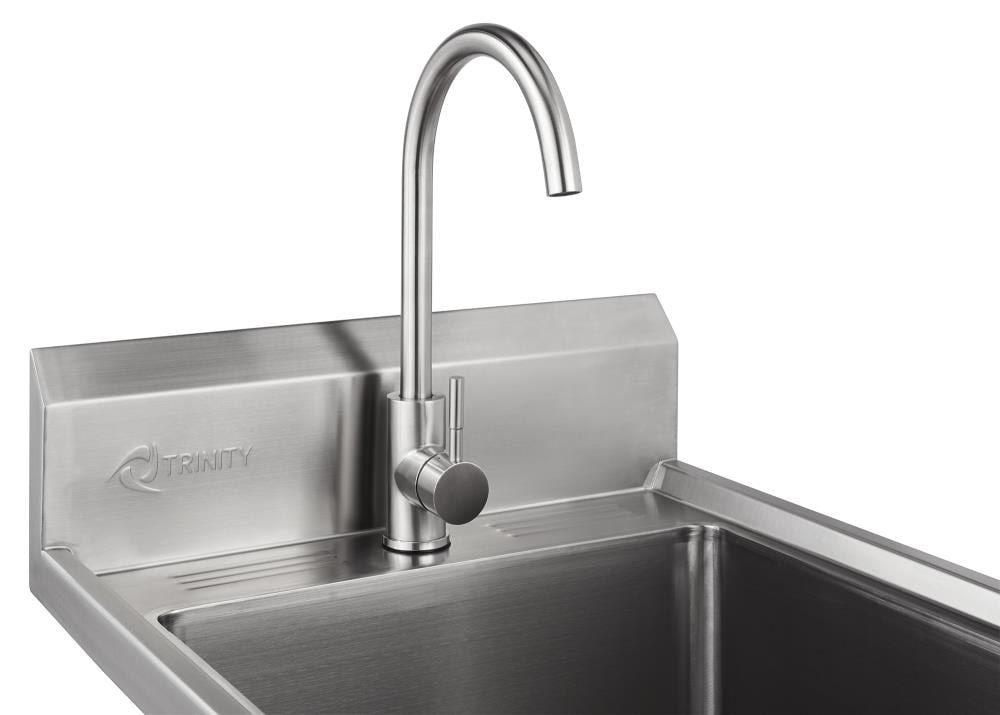 TRINITY NSF Certified 24-in Stainless Steel Freestanding Utility Tub with Faucet