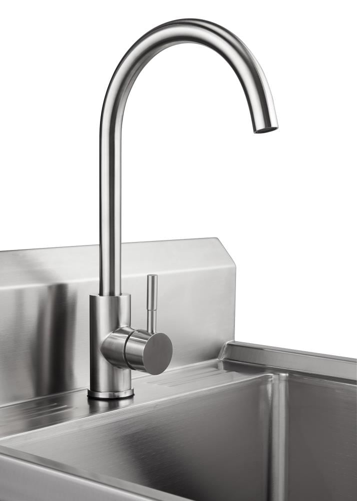 TRINITY NSF Certified 24-in Stainless Steel Freestanding Utility Tub with Faucet