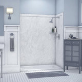Royale 36 in. x 60 in. x 80 in. 11-Piece Easy Up Adhesive Alcove Bathtub/Shower Wall Surround in Calacatta White - Super Arbor