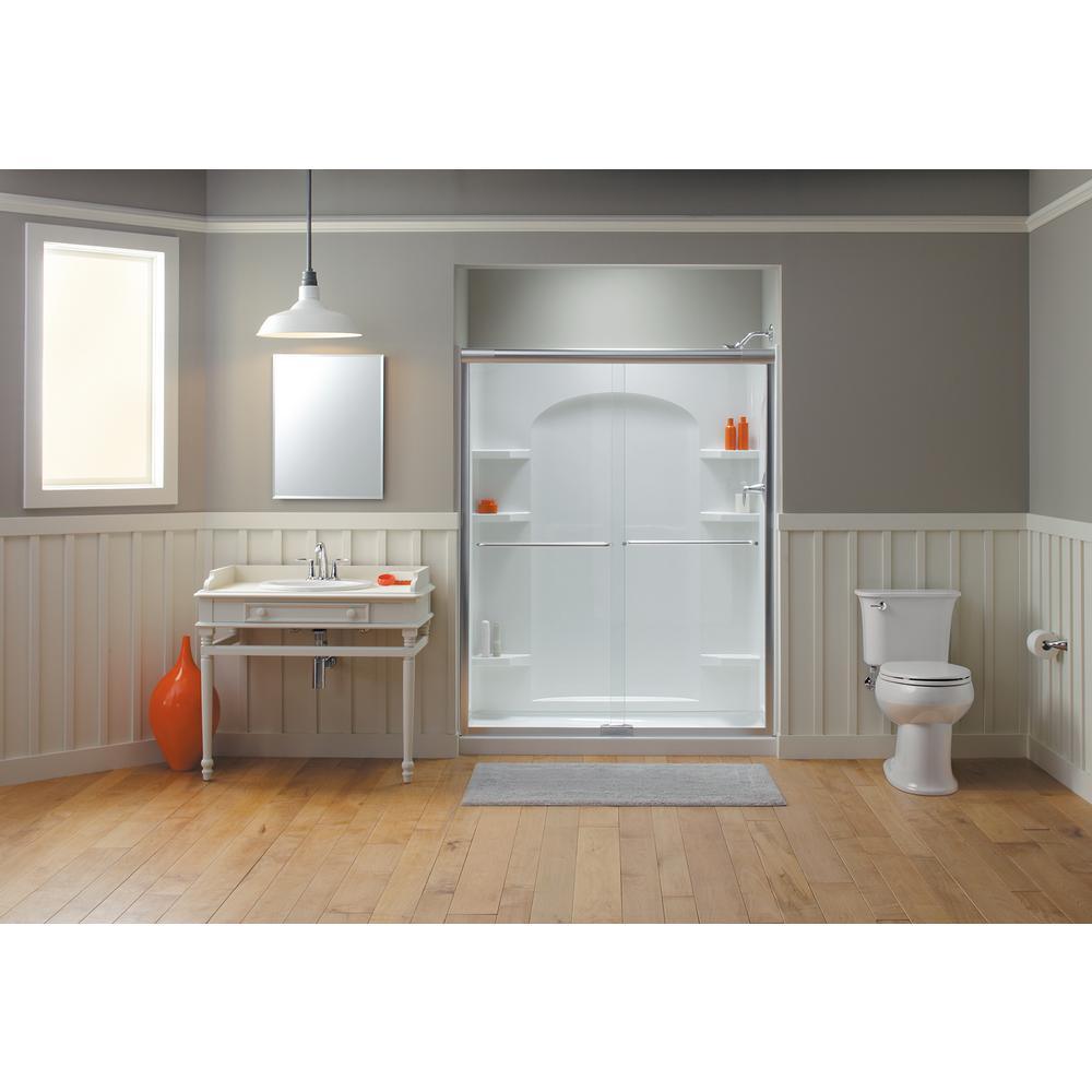 Ensemble Curve 60 in. x 1-1/4 in. x 72-1/2 in. 1-Piece Direct-to-Stud Alcove Back Shower Wall in White - Super Arbor